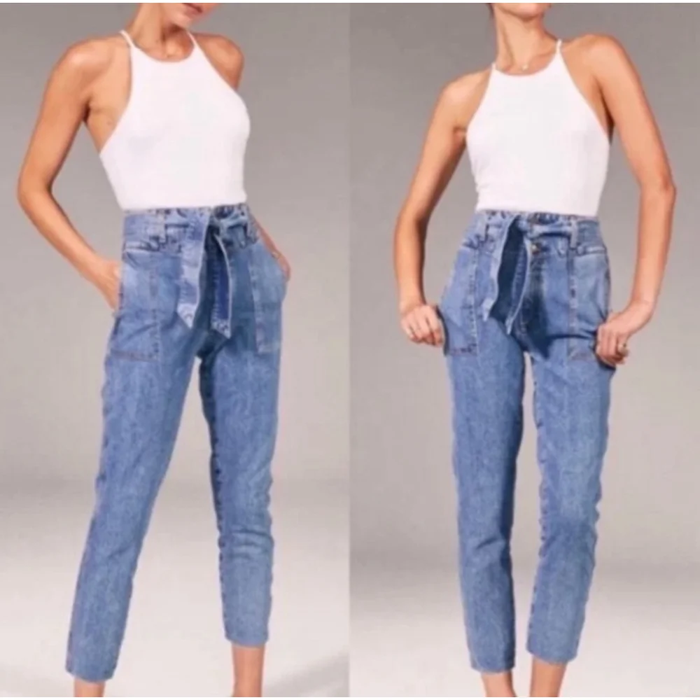 Abercrombie and Fitch Ulta High Rise Belted Denim Jeans Women’s Size 26 - Picture 10 of 10